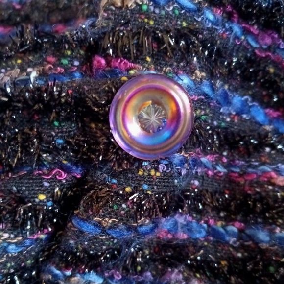 Handmade Vintage Tweed Short Sleeve Sweater Jacket Top - Metallic Striped 1X - Picture 4 of 9